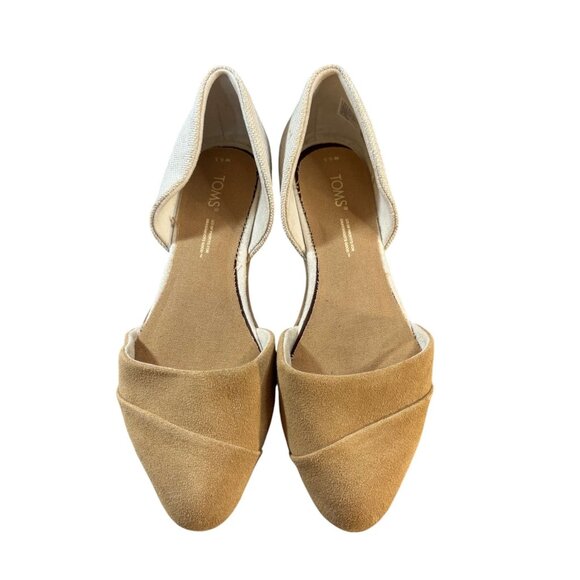 Toms Beige Suede & Canvas Womens Flats Size 6.5 Jutti D'Orsay Slip-On Shoes - Picture 6 of 7